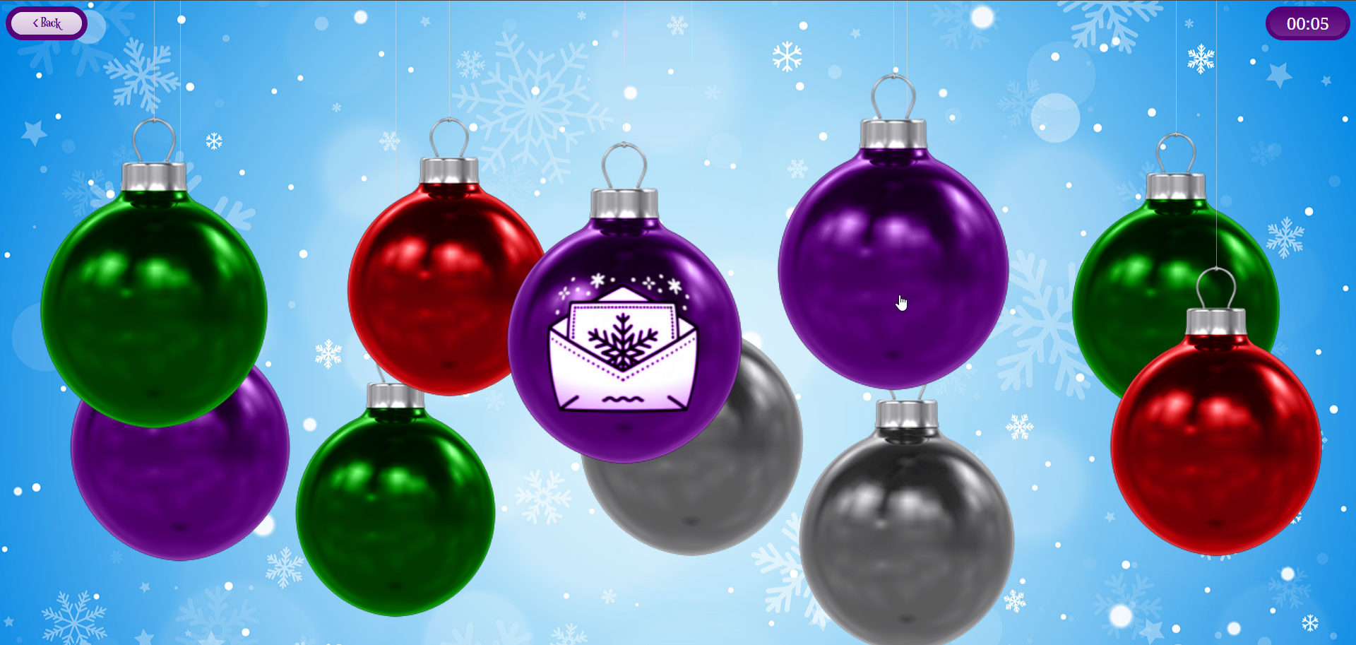Screenshot of the ACG Jingle Balls match game